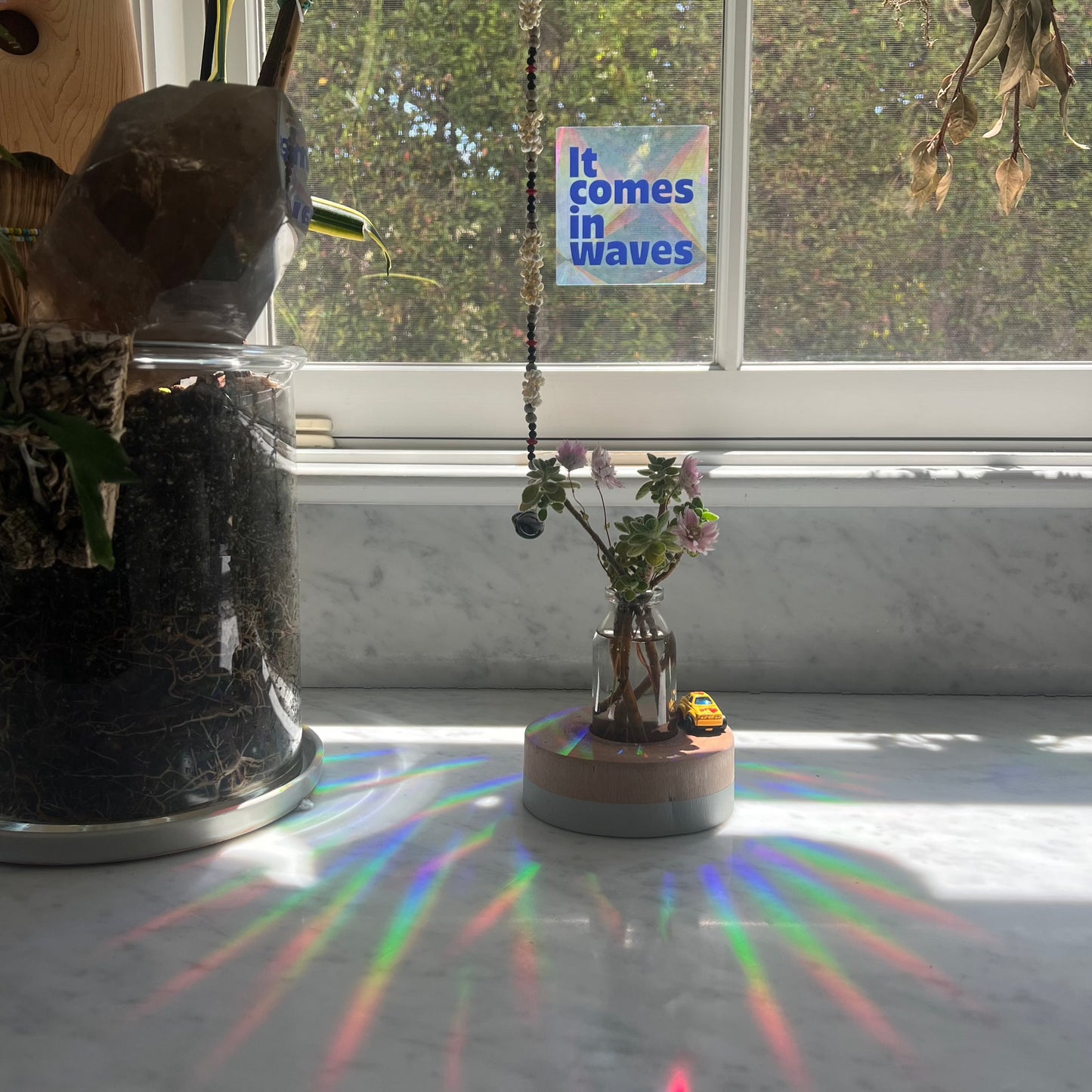 It Comes In Waves Sun Catcher Sticker