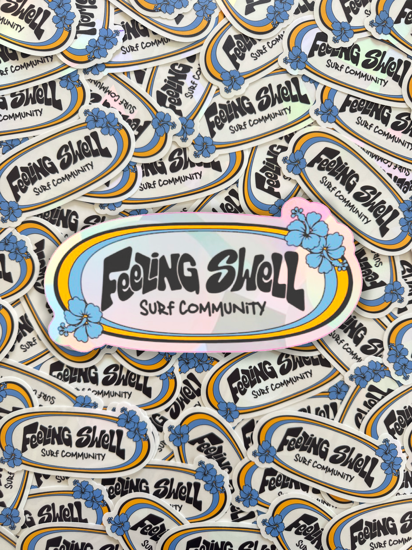 Feeling Swell Hibiscus Surf Sticker
