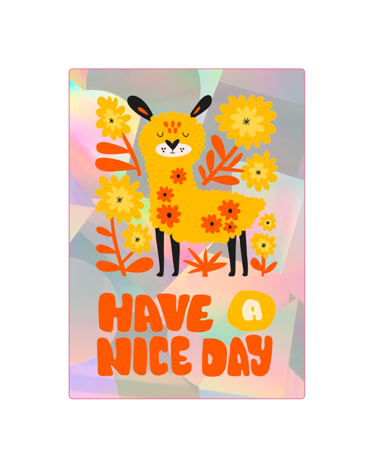 Have A Nice Day Llama Sun Catcher Sticker