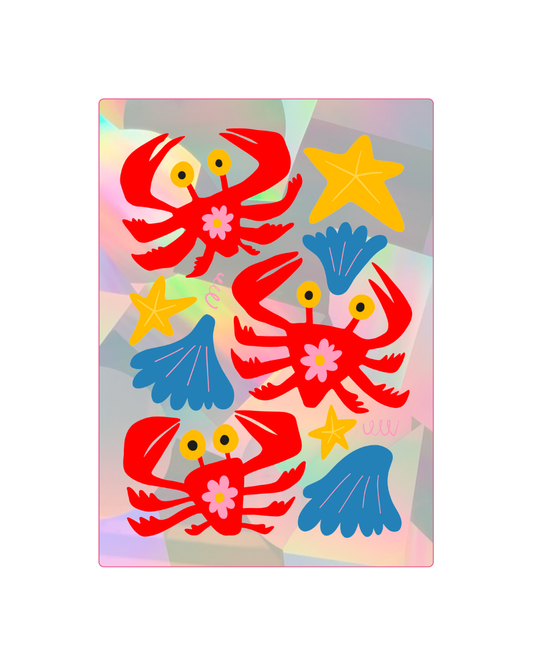Crabby Crew Sun Catcher Sticker