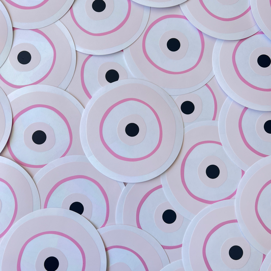 Pink Evil Eye Protection Sun Catcher Sticker